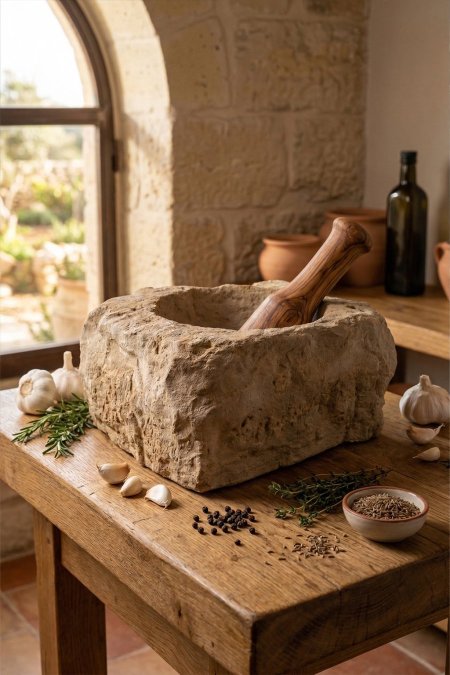 جرن كبة أنتيك حجر طبيعي دائري